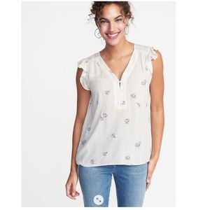 Old Navy Floral-Print Flutter-Sleeve Blouse